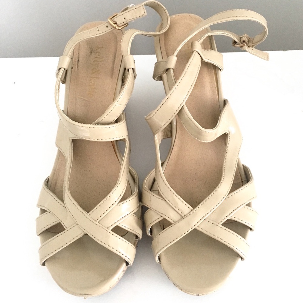 Nude Wedge Heels, Size 6 1/2